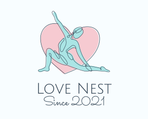 Woman Yoga Love Heart logo design