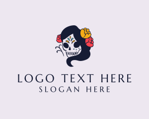 Decorative Lady Skull logo design