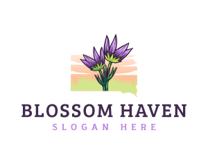 Pasque Flower South Dakota logo design