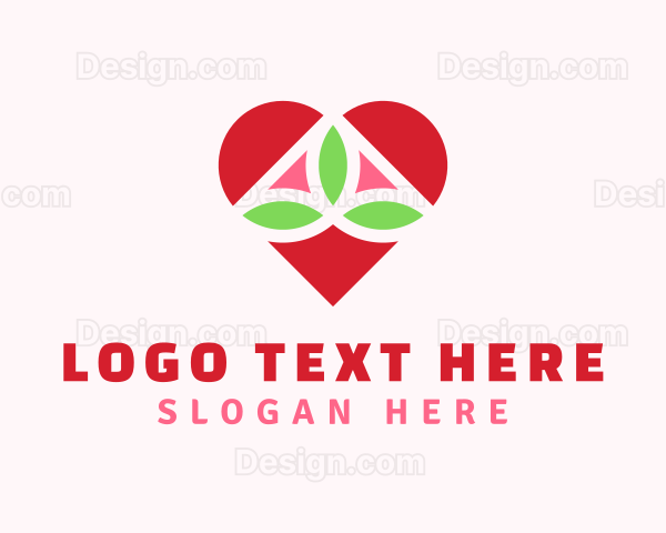 Heart Eco Leaf Nature Logo