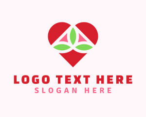 Heart Eco Leaf Nature logo design