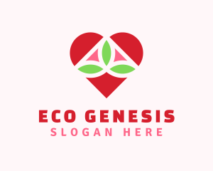 Heart Eco Leaf Nature logo design