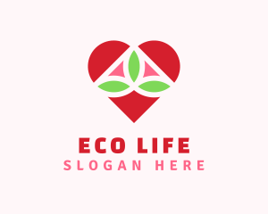 Heart Eco Leaf Nature logo design