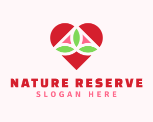 Heart Eco Leaf Nature logo design