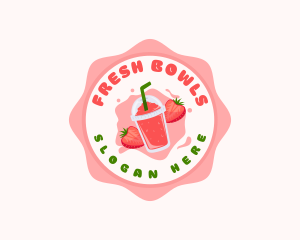 Strawberry Fruit Slushy logo design