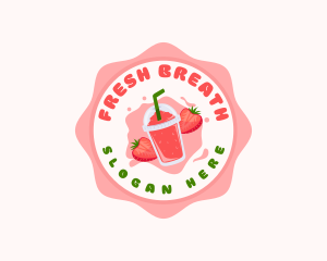 Strawberry Fruit Slushy logo design