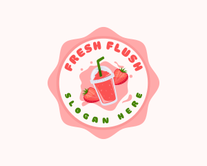 Strawberry Fruit Slushy logo design