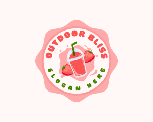 Strawberry Fruit Slushy logo design