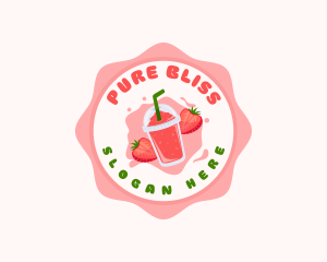 Strawberry Fruit Slushy logo design