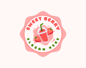 Strawberry Fruit Slushy logo design