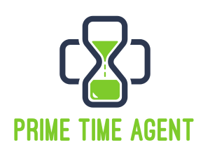 Medical Cross Time Hourglass logo design