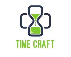 Medical Cross Time Hourglass logo design