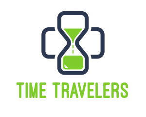 Medical Cross Time Hourglass logo design