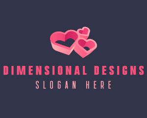 Cute 3D Heart logo design