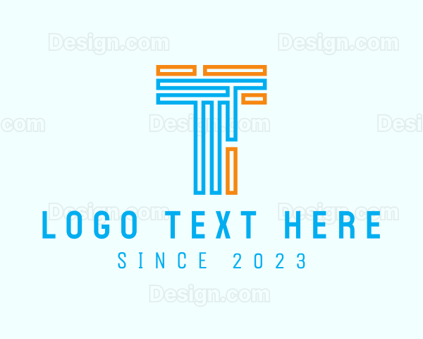 Minimalist Maze Letter T Logo