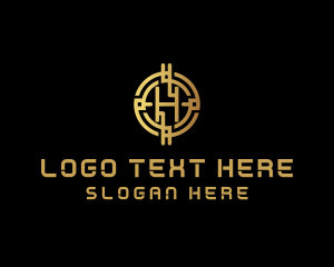 Gold Crypto Letter H logo design