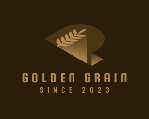 3D Wheat Grain Letter P logo