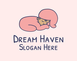 Pink Sleeping Baby  logo design