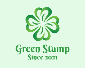 Green Four Leaf Clover logo design