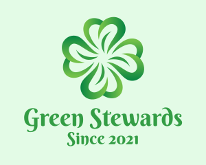 Green Four Leaf Clover logo design