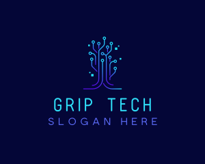 Tech Circuit Tree logo design