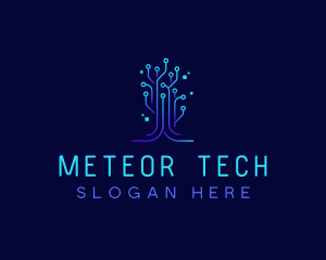 Tech Circuit Tree logo design