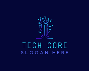 Tech Circuit Tree logo design