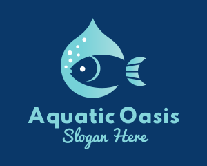 Fish Water Drop logo design