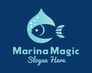 Fish Water Drop logo design