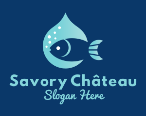 Fish Water Drop logo design