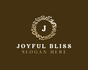 Gold Floral Wreath logo design