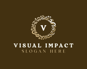 Gold Floral Wreath logo design