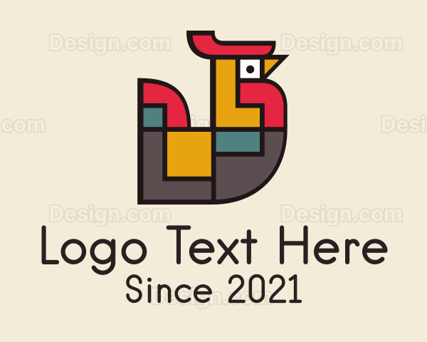 Geometric Colorful Chicken Logo