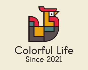 Geometric Colorful Chicken  logo design