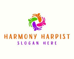 Multicolor Happy People logo design