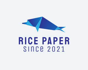 Blue Dolphin Origami  logo design