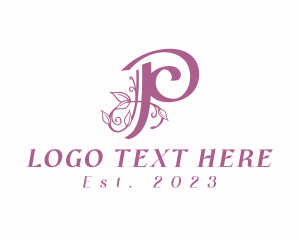 Purple Floral Vines Letter P  logo