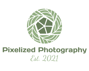 Round Leaves Camera Lens logo design