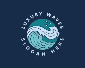 Surfing Waves Beach logo design