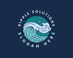 Surfing Waves Beach logo design