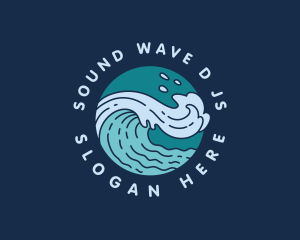 Surfing Waves Beach logo design