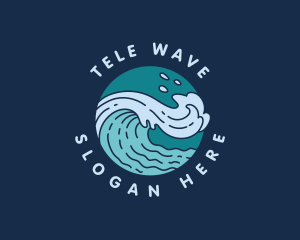 Surfing Waves Beach logo design