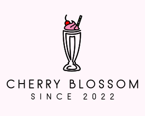 Strawberry Cherry Smoothie Milkshake logo design