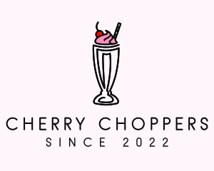 Strawberry Cherry Smoothie Milkshake logo design