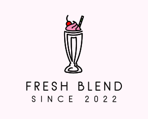 Strawberry Cherry Smoothie Milkshake logo design