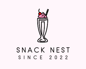 Strawberry Cherry Smoothie Milkshake logo design