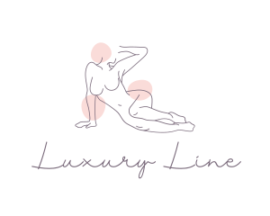 Relaxing Woman Line Art logo design