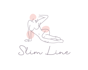 Relaxing Woman Line Art logo design