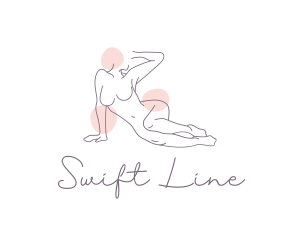 Relaxing Woman Line Art logo design