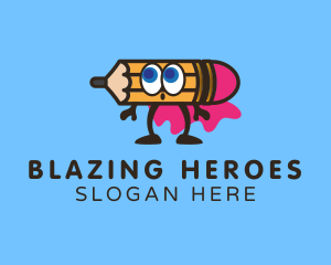 Cute Pencil Superhero logo design